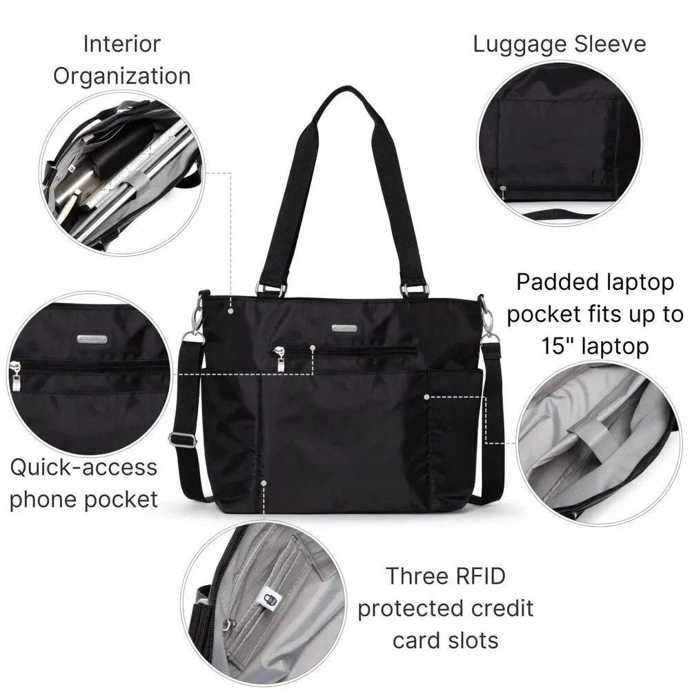 Baggallini Essential Laptop Tote Work Tote Bag with Laptop Sleeve Lightweigt